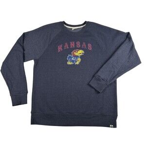 Kansas Jayhawks Sweatshirt Mens XL Navy Blue NCAA Basketball Crewneck Pullover
